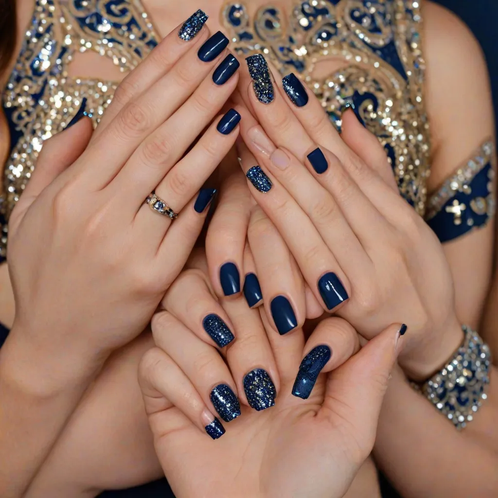 Jakie paznokcie wybrać do granatowej sukienki?