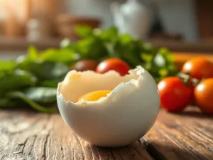 Drewniany stół z migdałami, pestkami dyni, gorzką czekoladą i świeżym szpinakiem – produktami bogatymi w magnez.
